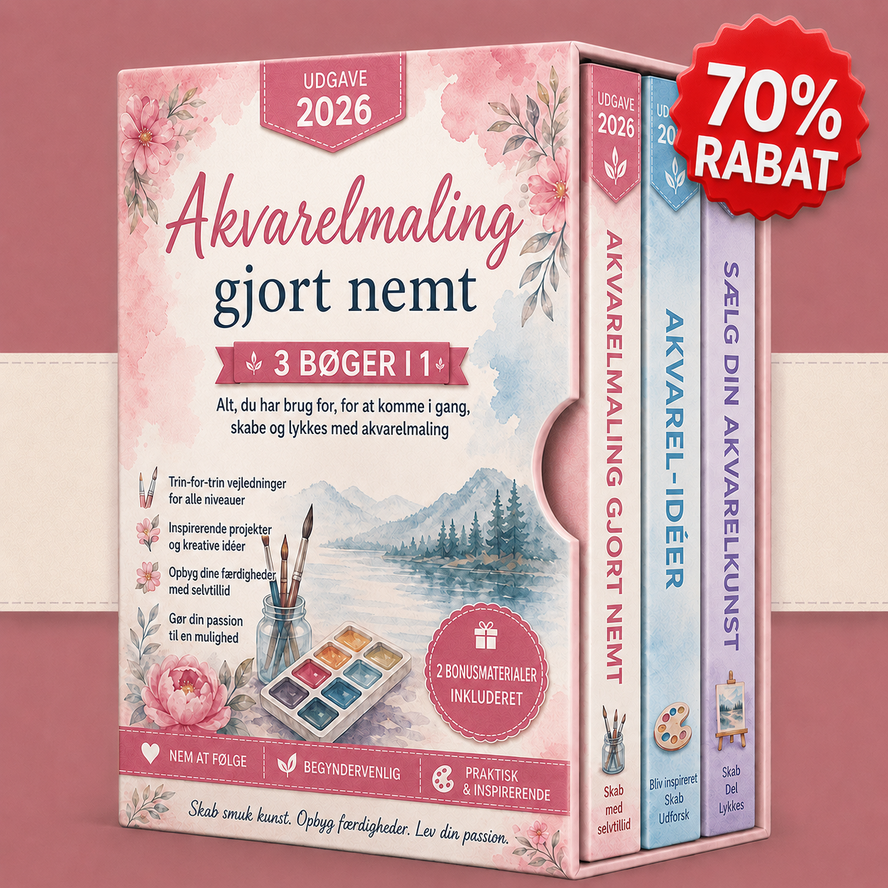 Akvarel Gjort Nemt – 3 Bøger i 1