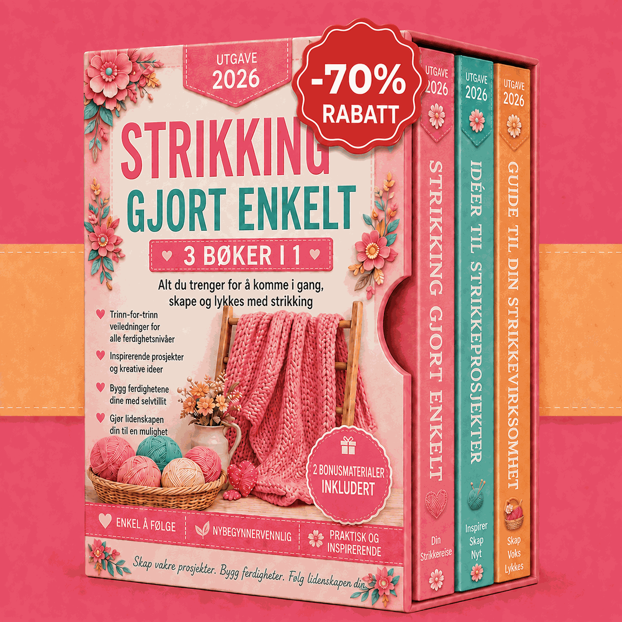 Strikking Gjort Enkelt – 3 Bøker i 1