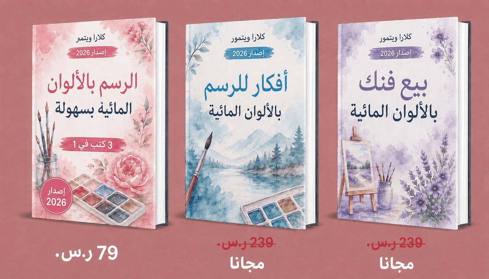 الرسم بالألوان المائية – 3 كتب