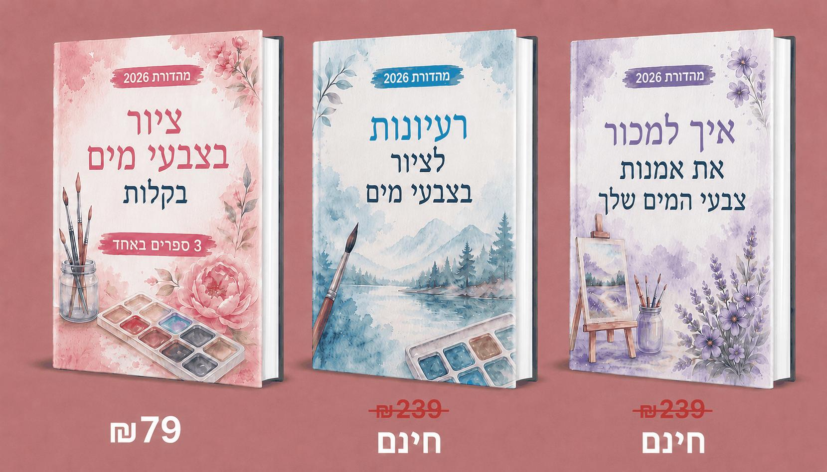 ציור בצבעי מים – 3 ספרים