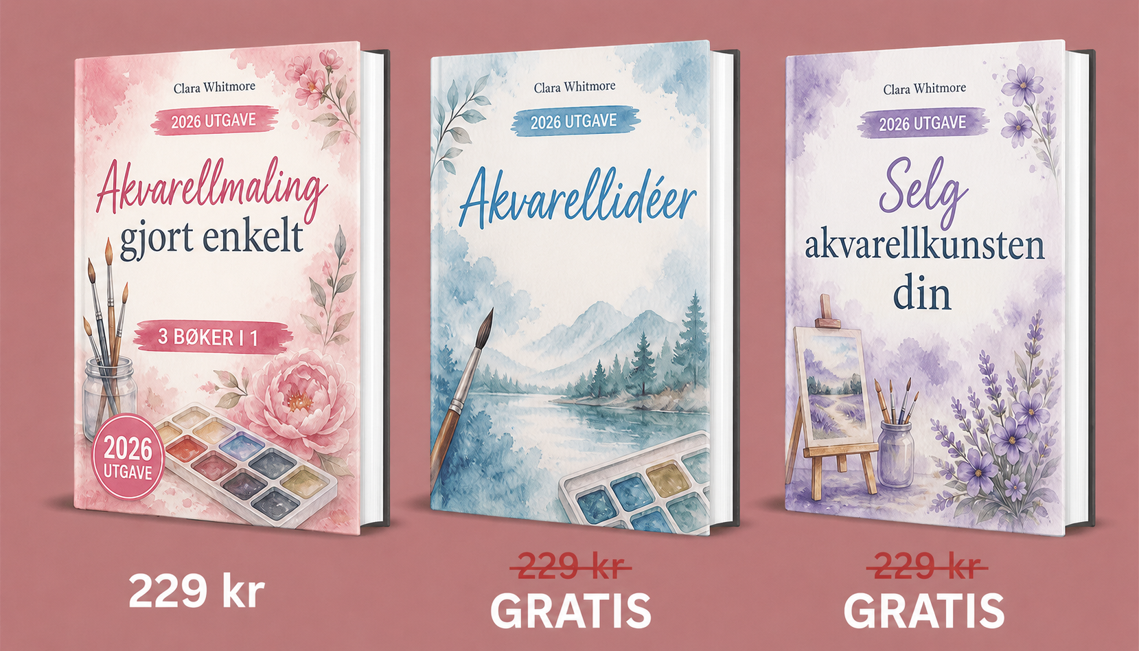 Akvarellmaling Gjort Enkelt – 3 Bøker Oversikt