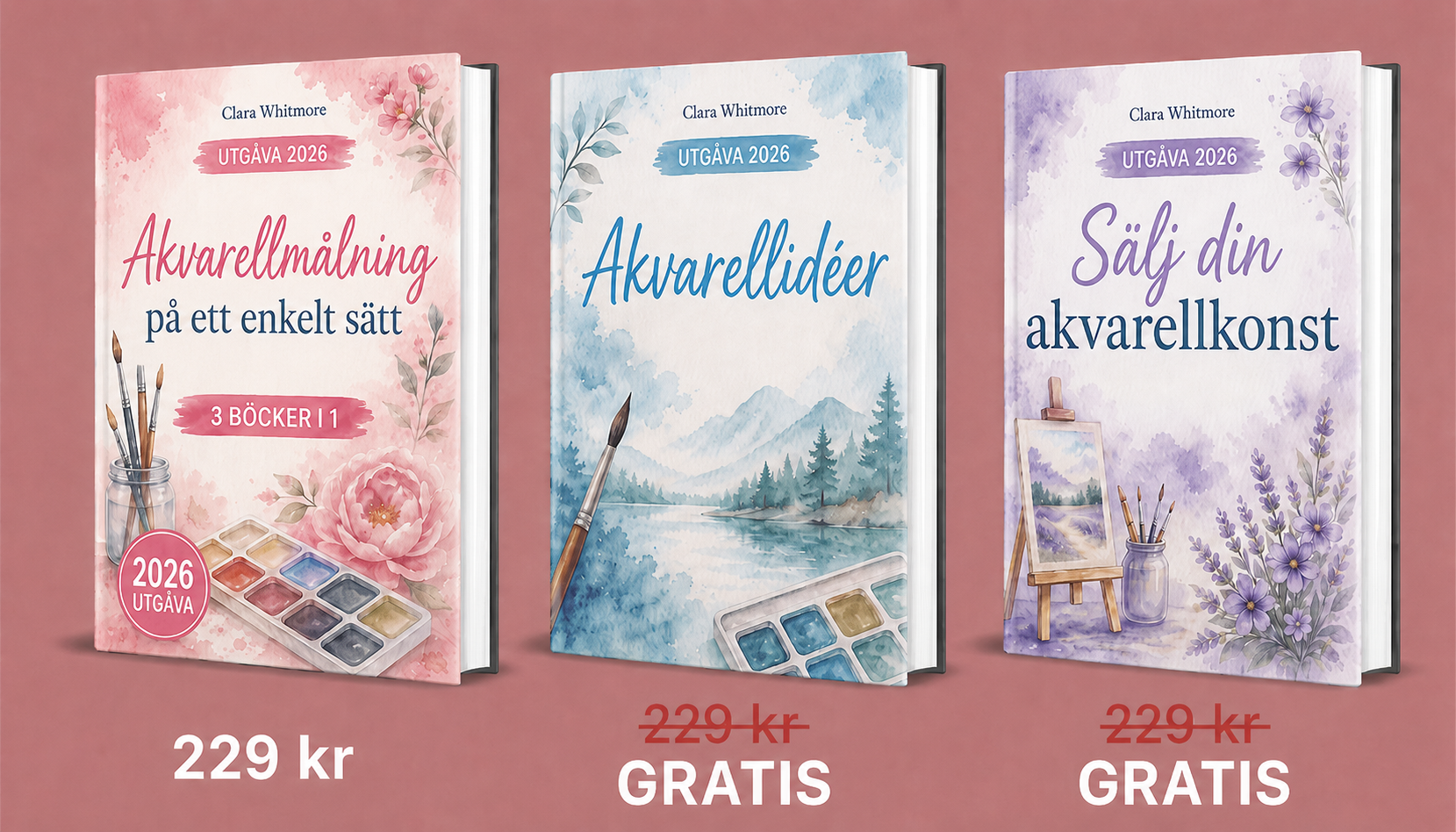 Akvarellmålning Gjort Enkelt – 3 Böcker Översikt