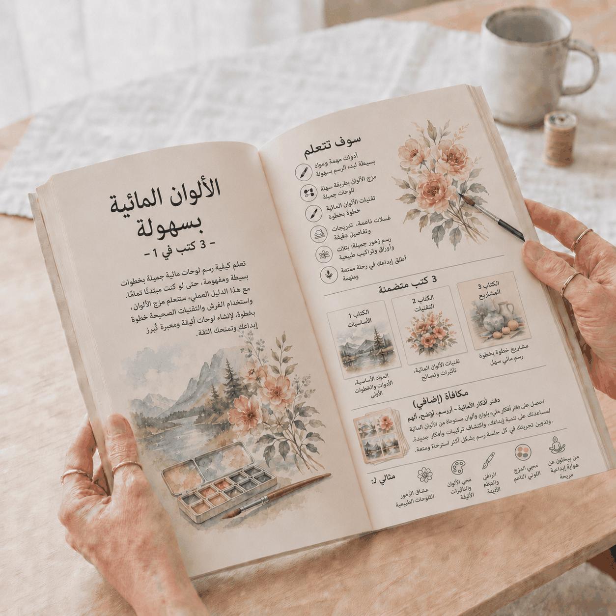 الحل: الرسم بالألوان المائية – 3 كتب في 1