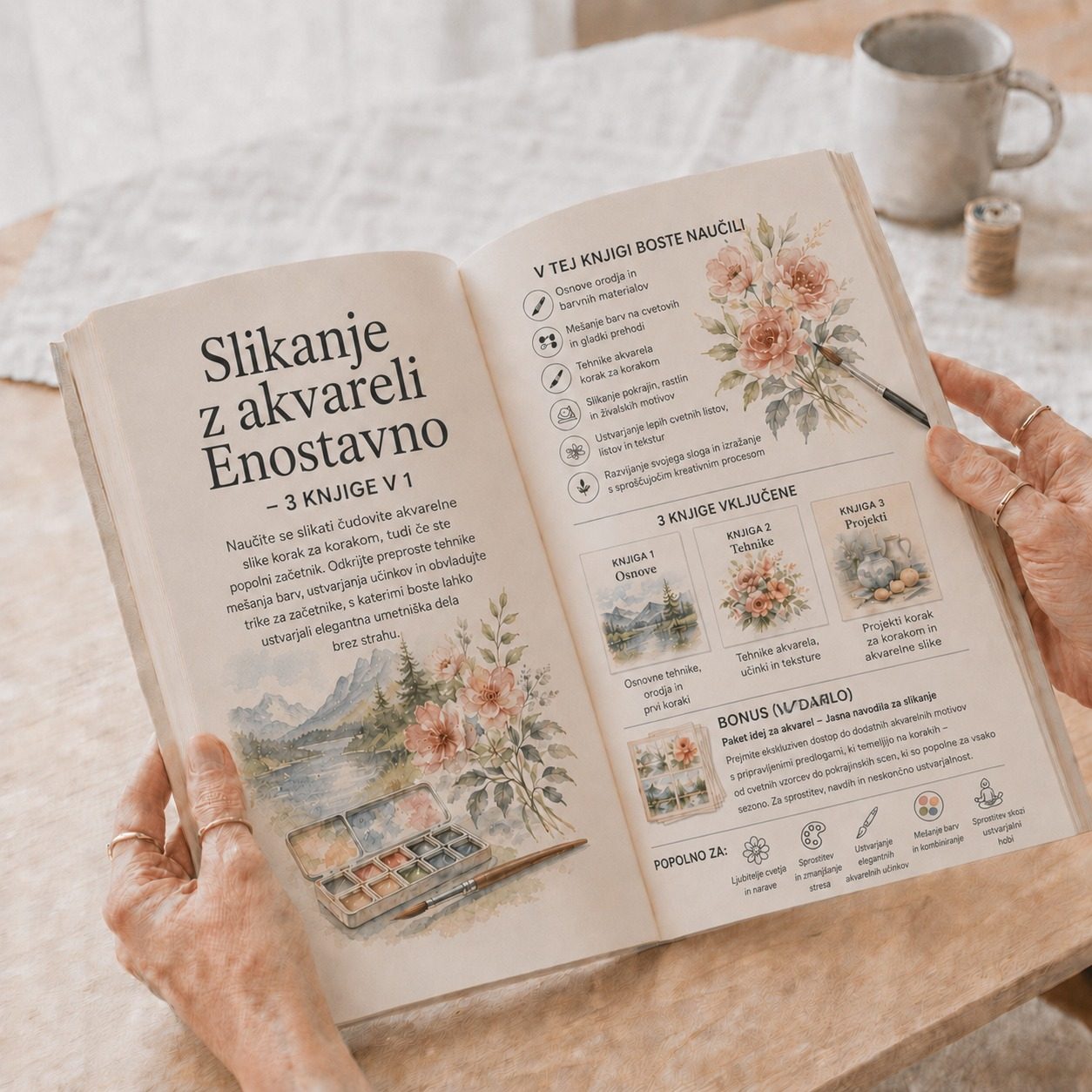 Rešitev: Enostavno slikanje z akvarelom – 3 knjige v 1