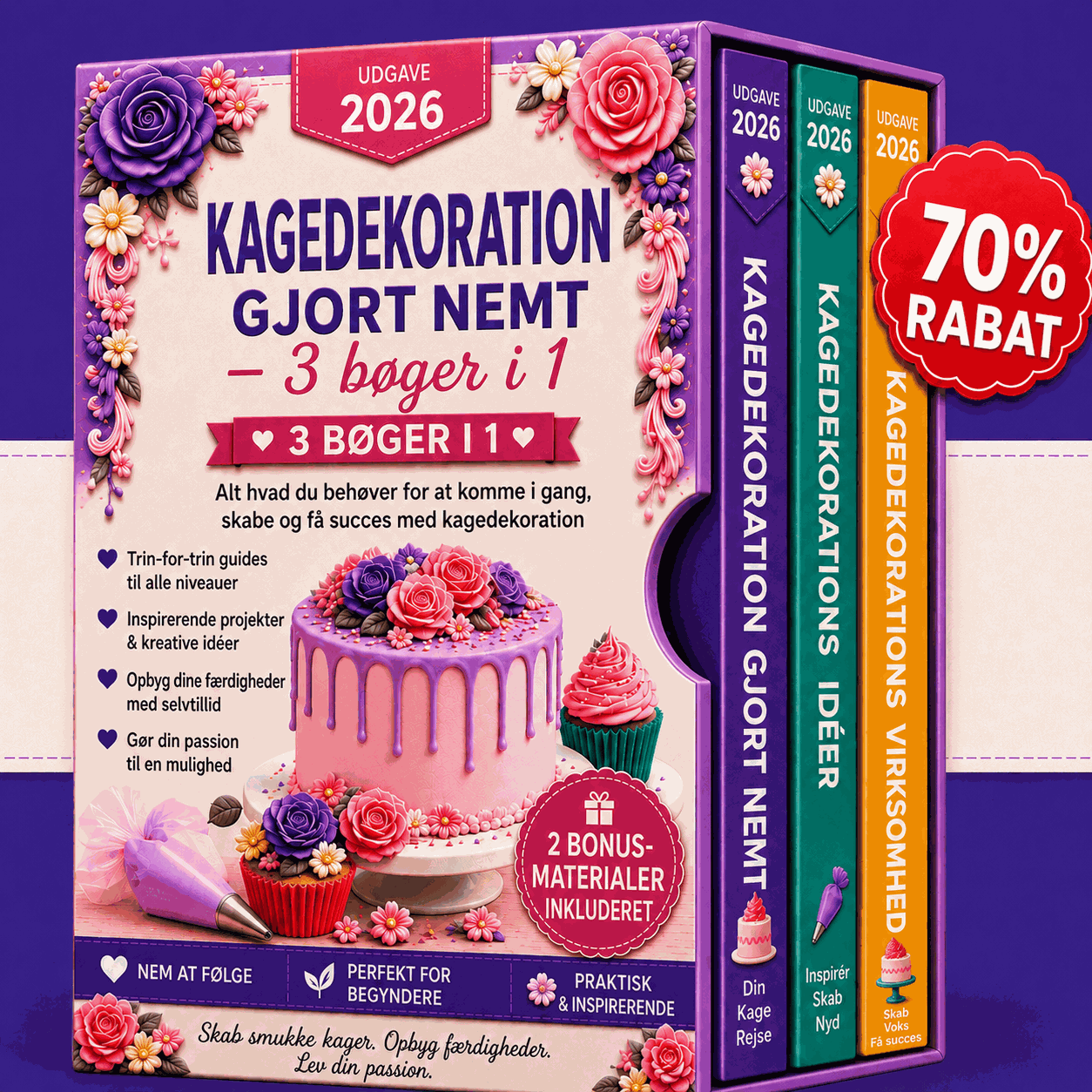 Kagedekorering Gjort Nemt – 3-i-1 Pakke
