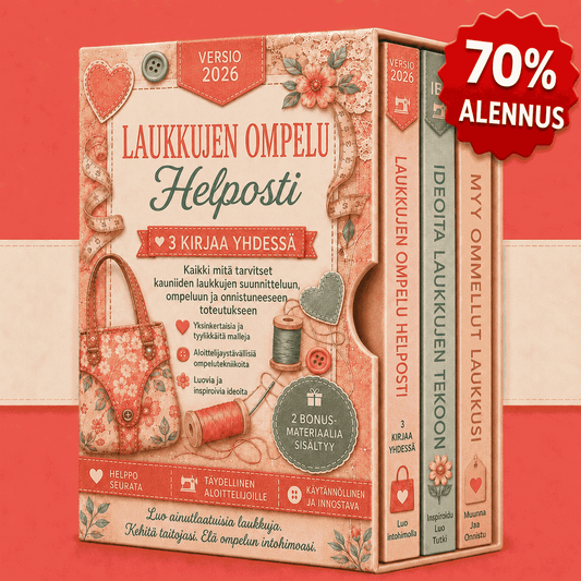 Ompele Laukkuja Helposti – 3 Kirjaa yhdessä