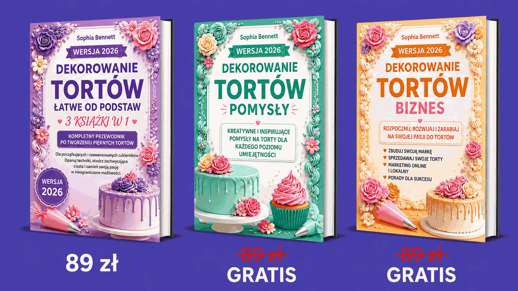 Przegląd 3 książek z zestawu Dekorowanie Tortów bez Tajemnic