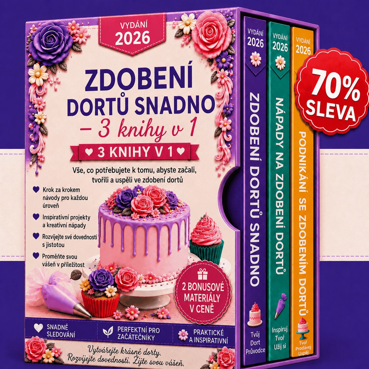 Zdobení dortů snadno a rychle – Sada 3 v 1