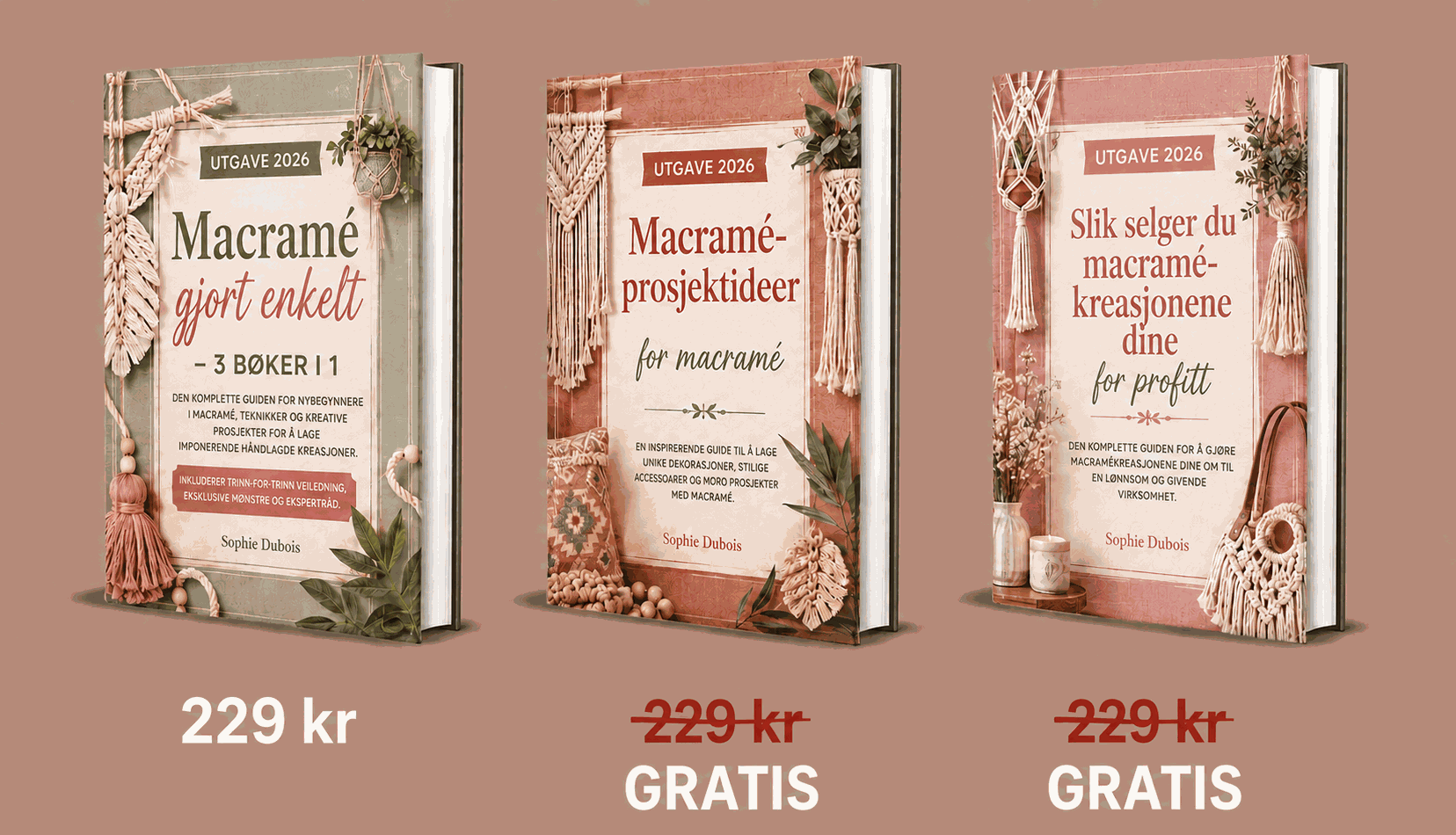 Makramé Gjort Enkelt – De 3 bøkene