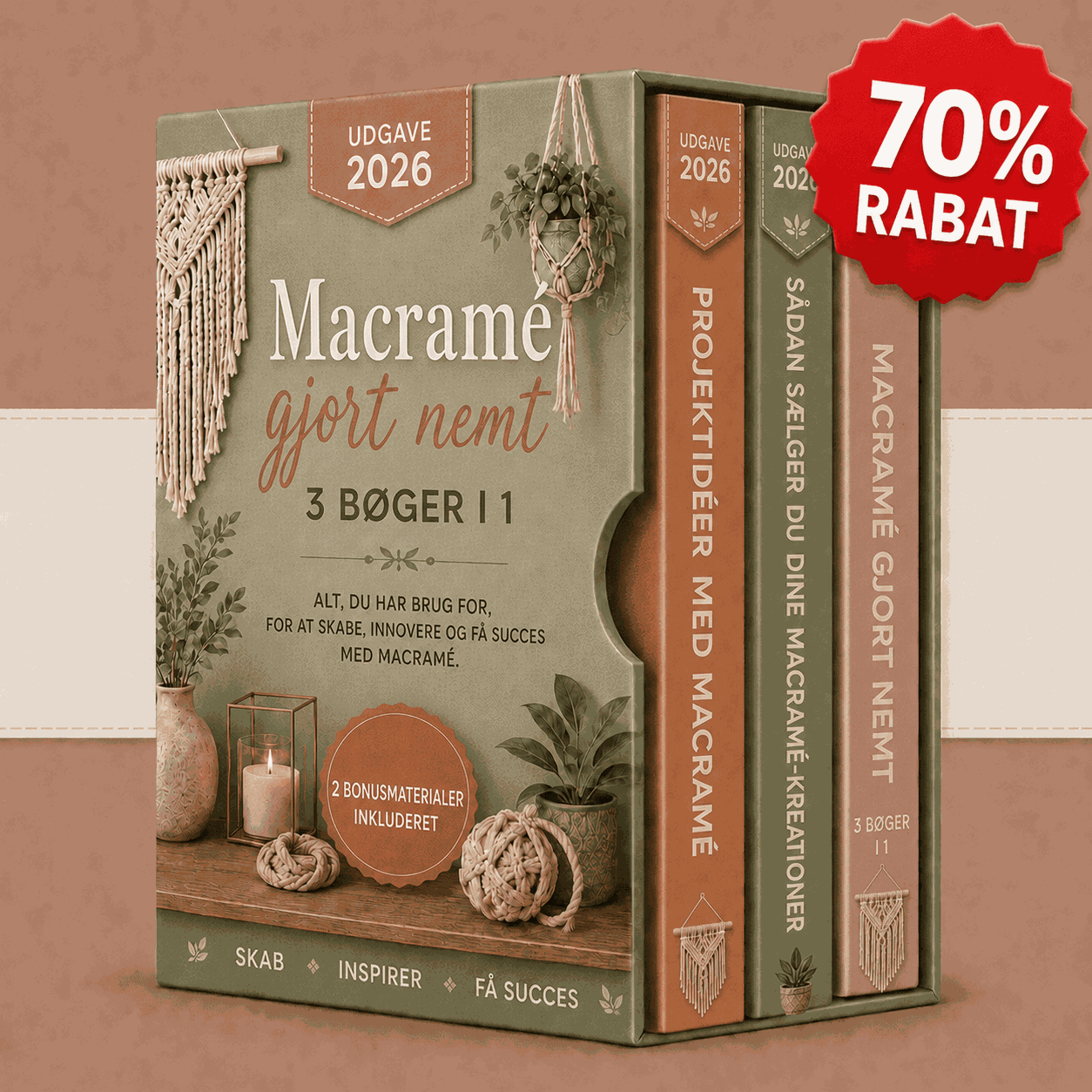 Makramé Gjort Nemt – 3 Bøger i 1